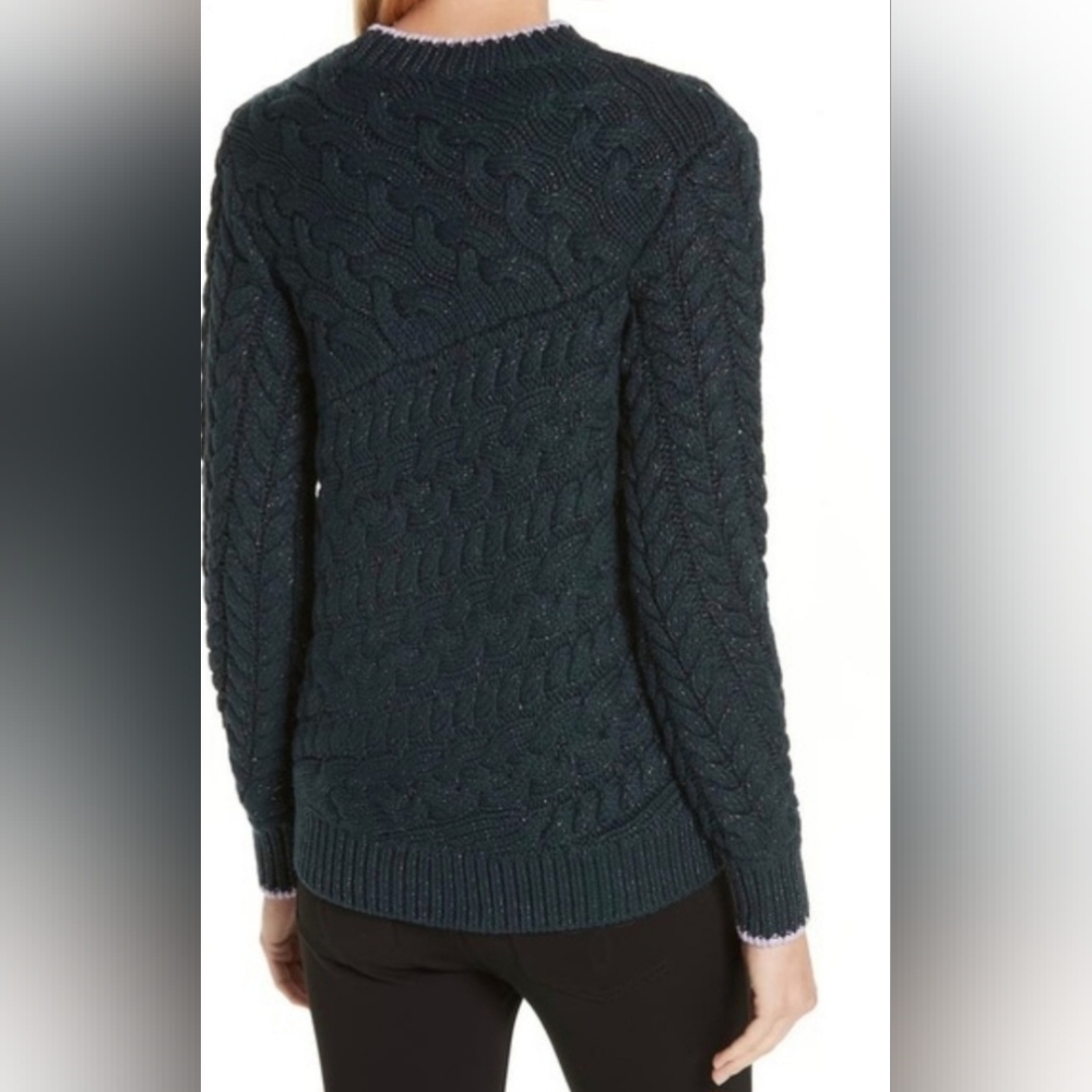 Ted Baker Dark Teal Cable Knit Crewneck Sweater - Picture 2 of 13